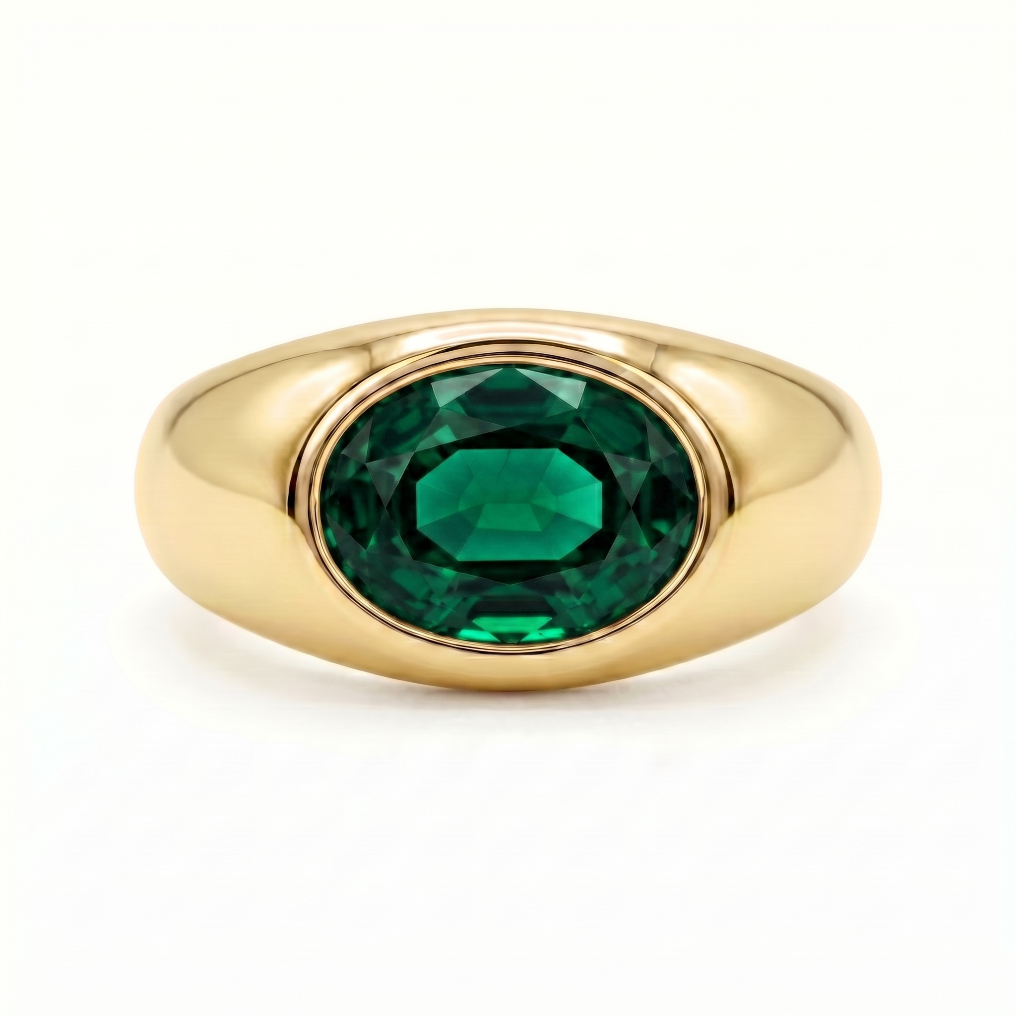 Velara Lateral Signet Ring – Zambian Green Emerald