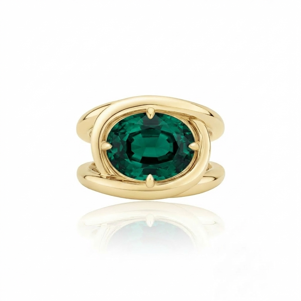 Velara Twist Ring – Zambian Green Emerald