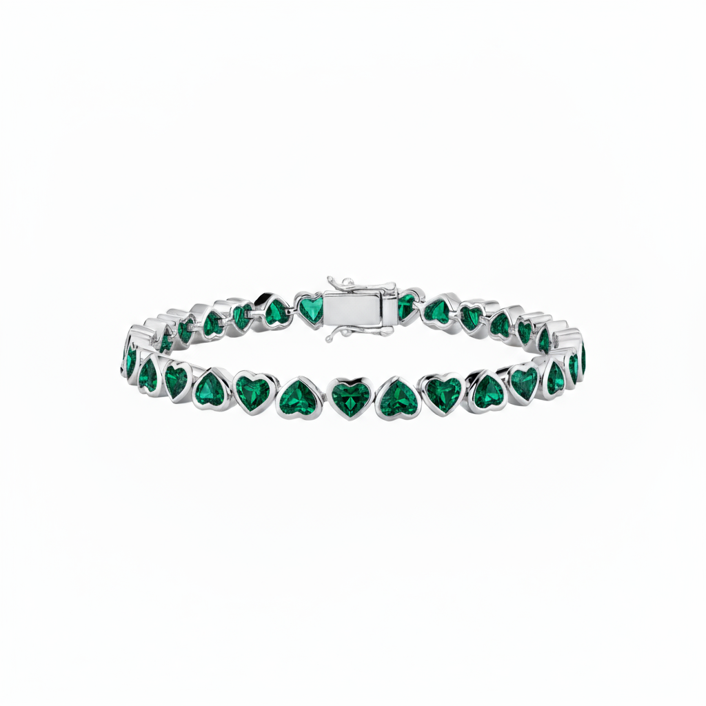 Amore Frame Tennis Bracelet – Zambian Green Emerald