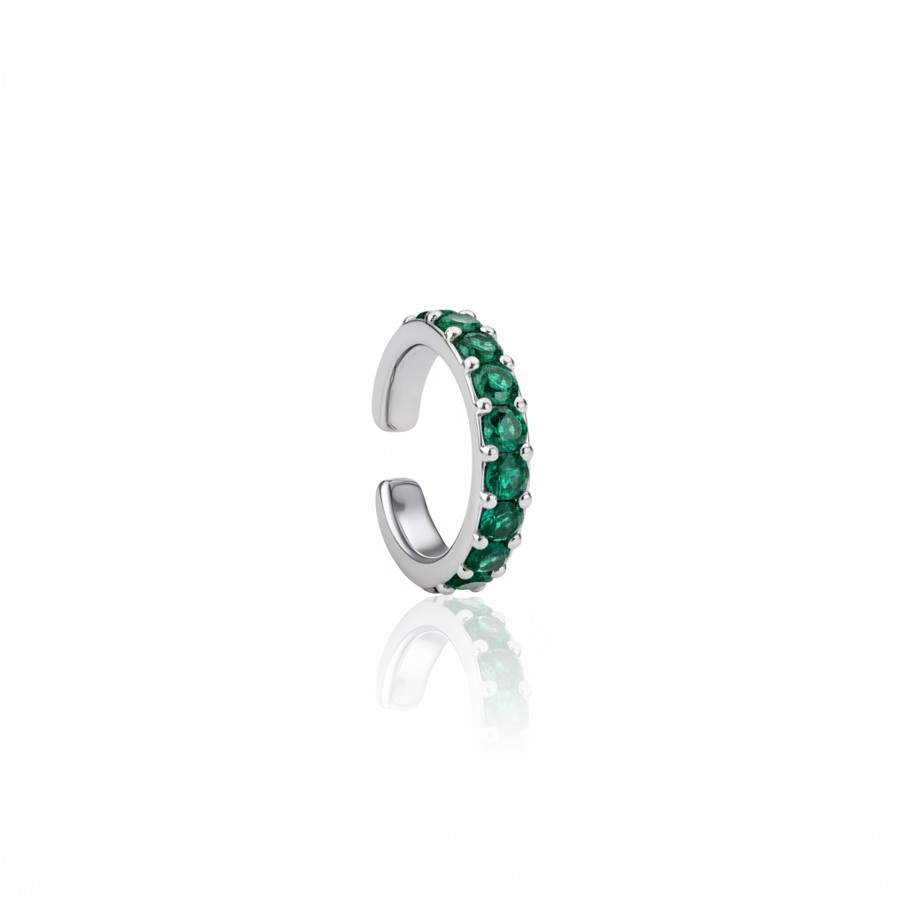 Linea Grande Ear Cuff – Zambian Green Emerald