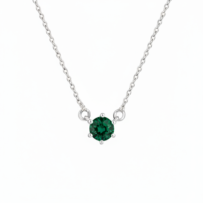 Juno Solitaire Necklace – Zambian Green Emerald