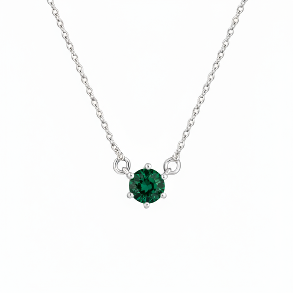 Juno Solitaire Necklace – Zambian Green Emerald