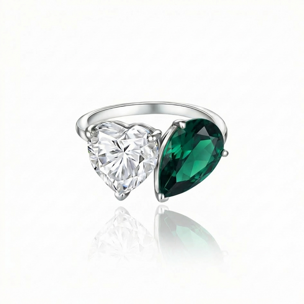 Amore Toi & Moi Ring – Zambian Green Emerald