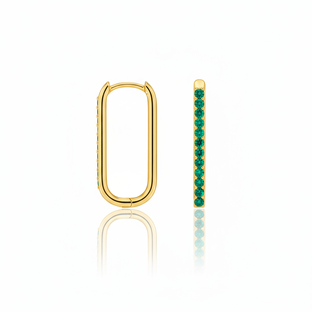 Linea Trace Earrings – Zambian Green Emerald