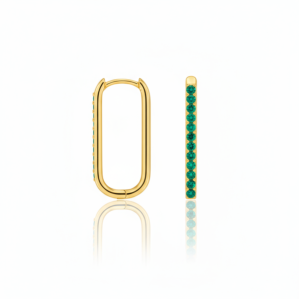 Linea Trace Earrings – Zambian Green Emerald