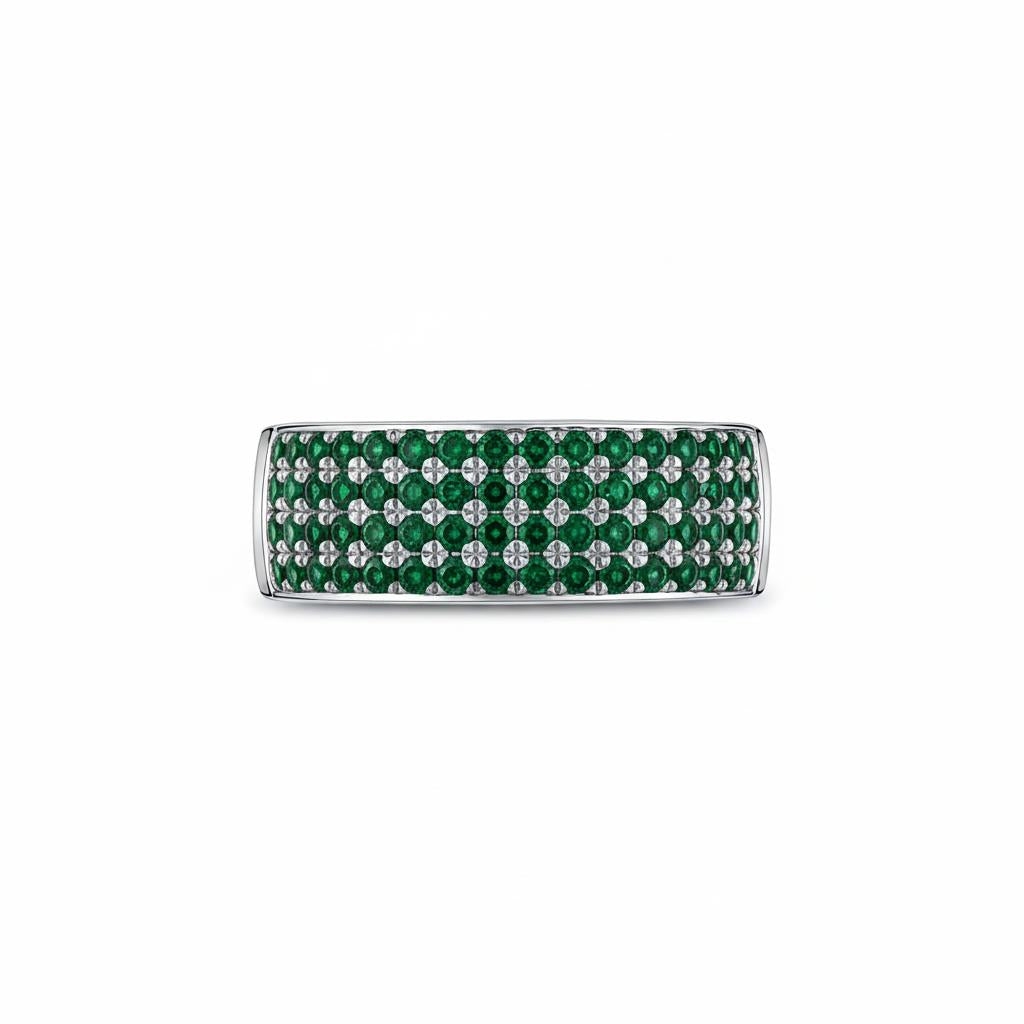 Linea Bold Band Ring – Zambian Green Emerald