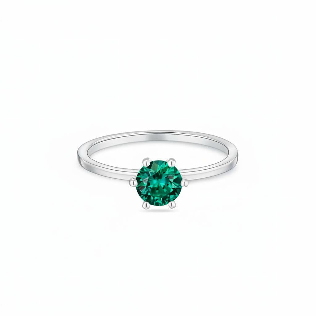 Juno Solitaire Ring – Zambian Green Emerald