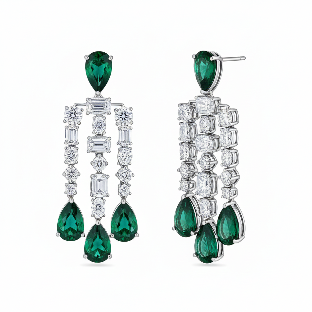 Nova Cascade Earrings – Colombian Green Emerald