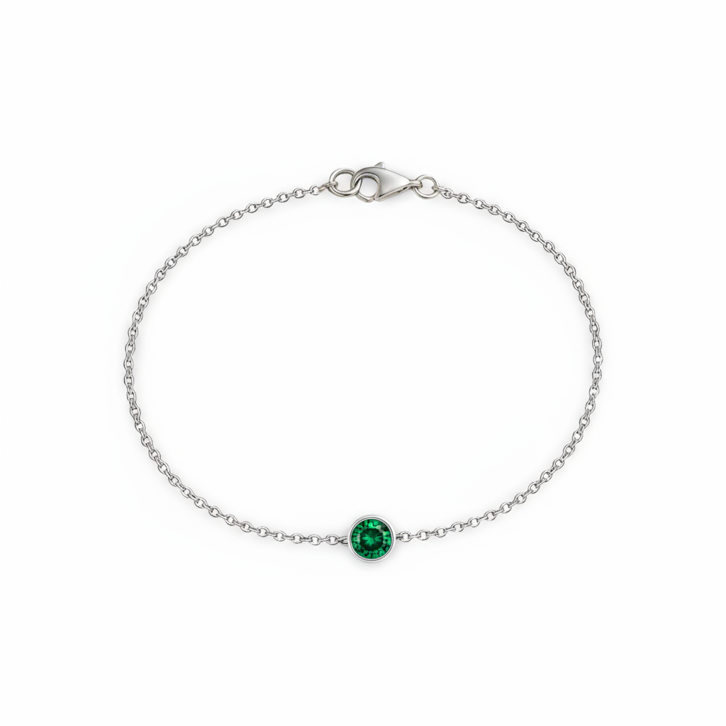 Forma Solitaire Bracelet – Zambian Green Emerald