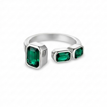 Nexus Frame Open Ring – Zambian Green Emerald