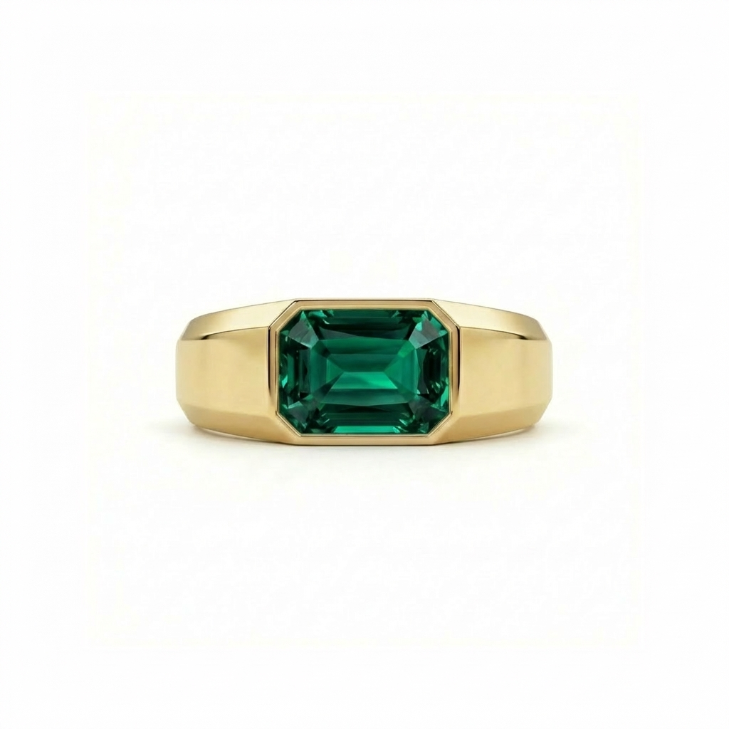 Nexus Signet Ring – Zambian Green Emerald