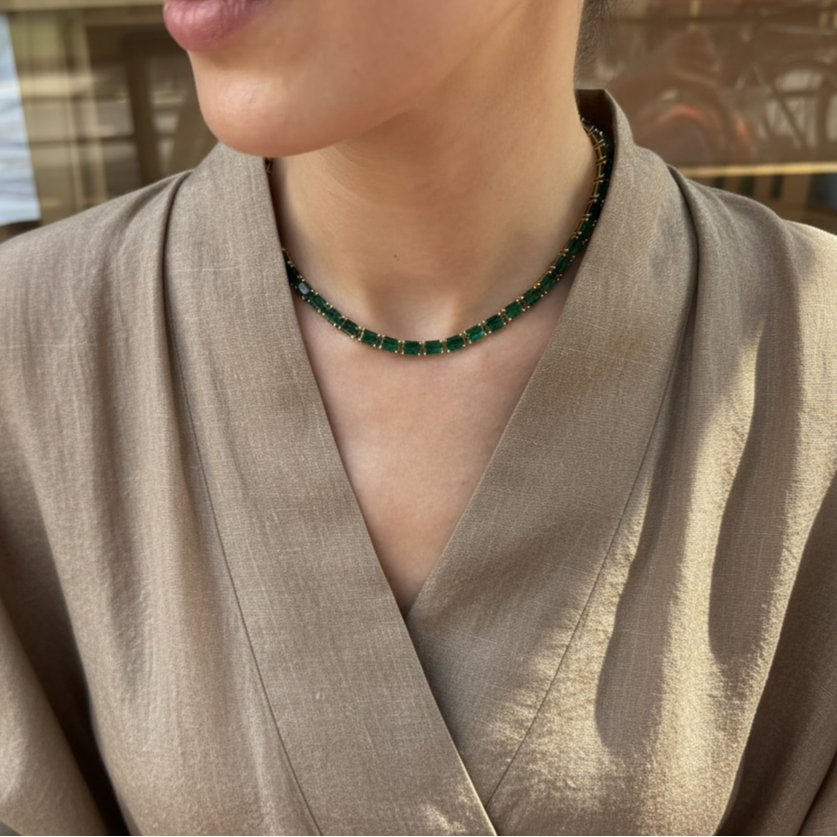 Nexus Tennis Necklace – Zambian Green Emerald