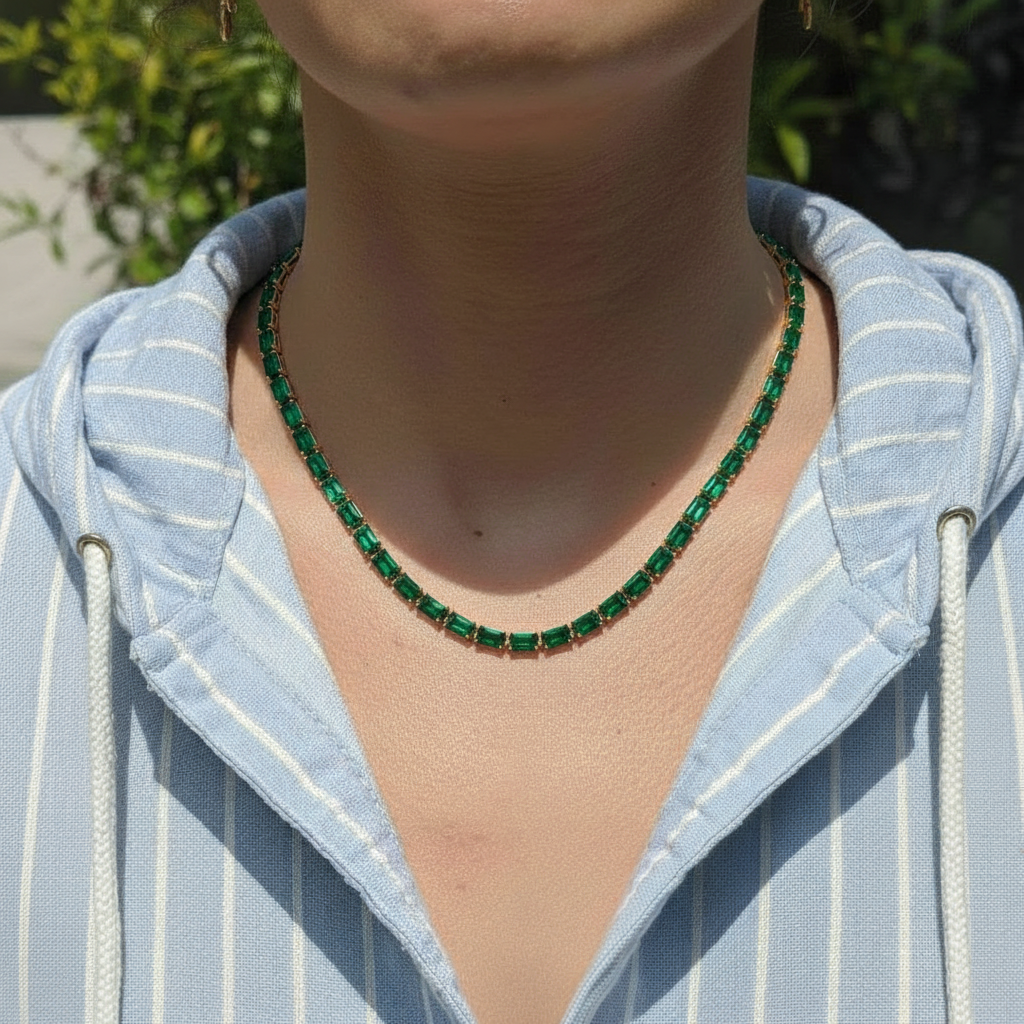 Nexus Tennis Necklace – Zambian Green Emerald